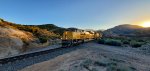 UP 8632 and UP 6963 Decend towards the UP West Colton Yard, Ca at Sunset on The Palmdale Cutoff at The South Canyon Siding in Cajon Pass.